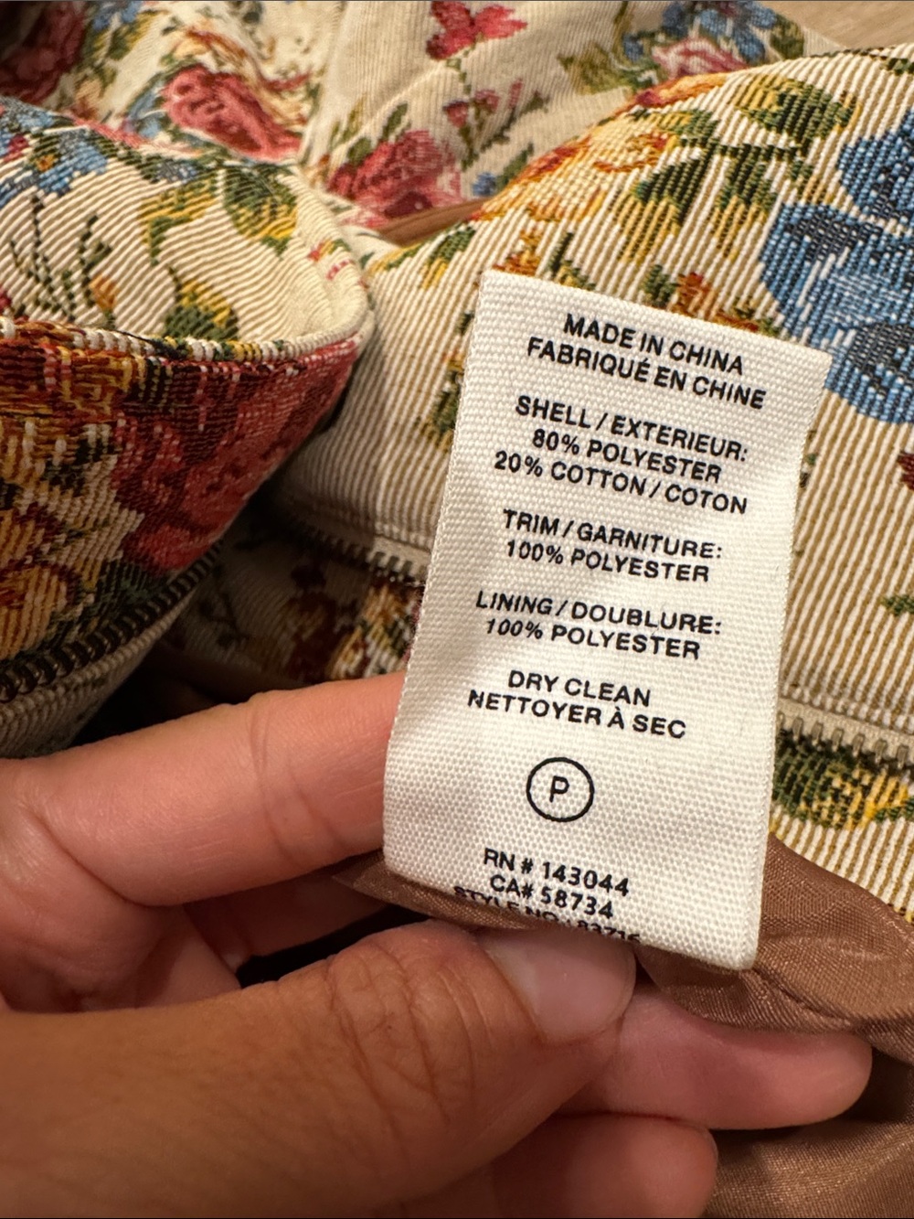 Avec Les Filles Beige Floral Utility Jacket with Rust Corduroy Trim S - Picture 11 of 12
